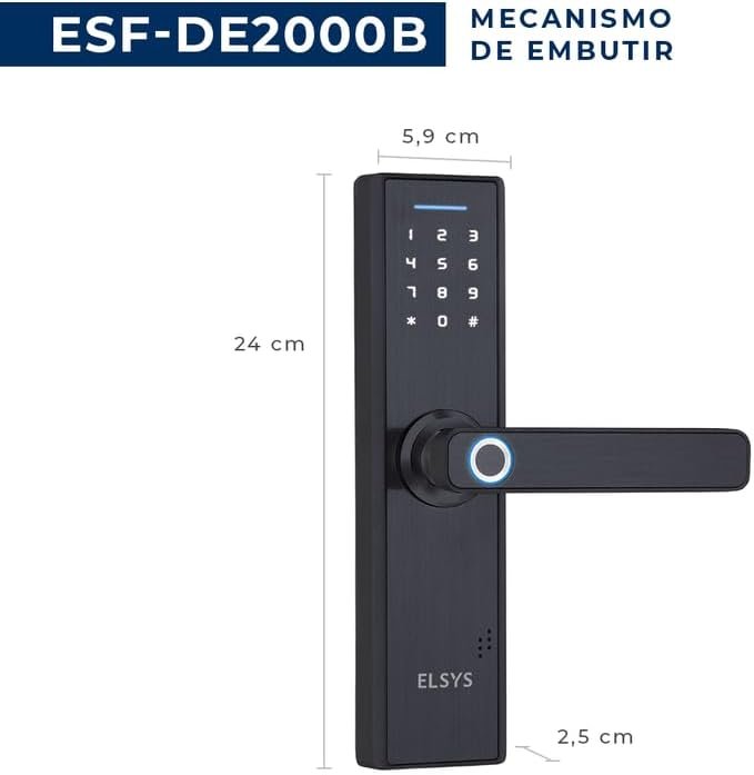 Fechadura Digital de Embutir com Biometria Elsys ESF-DE2000B - Miniatura 4