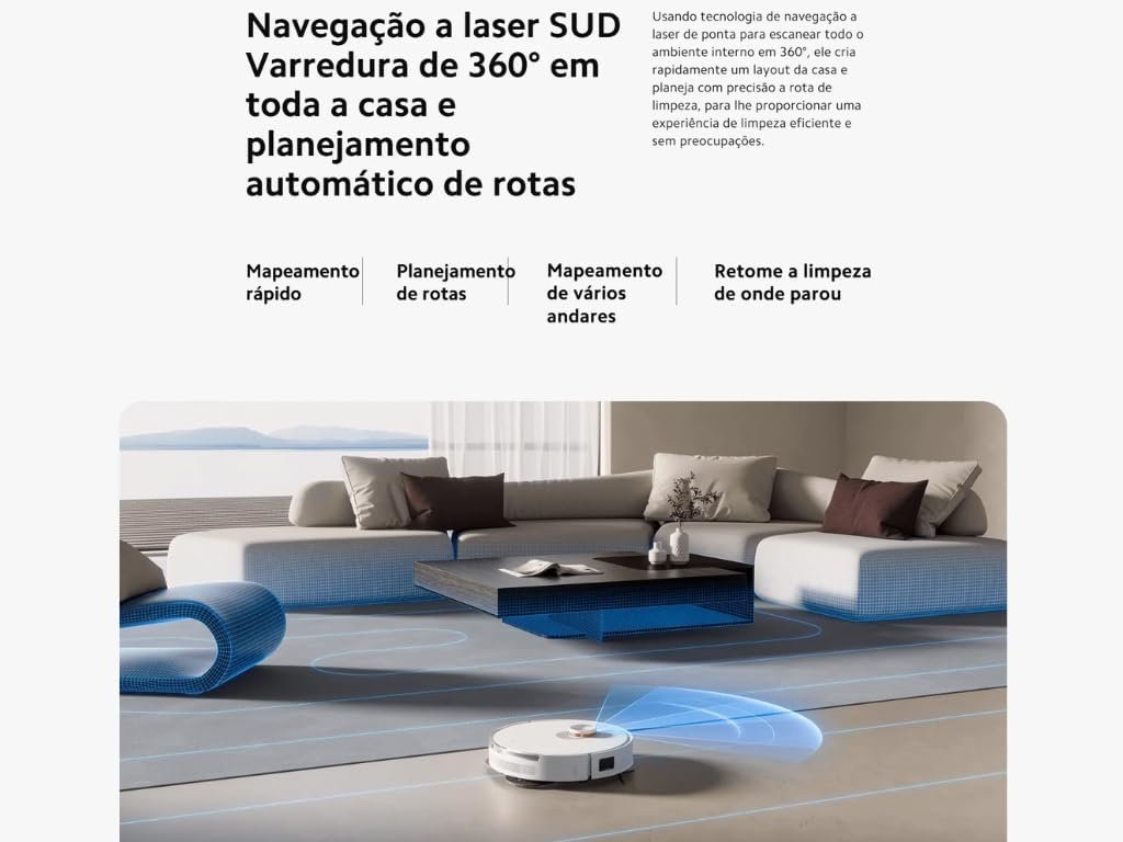 Xiaomi S20+ Plus Robô Aspirador Bivolt Branco 110V/220V - Miniatura 3