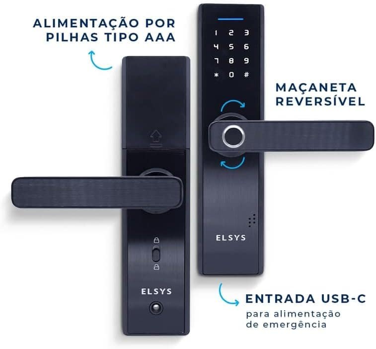 Fechadura Digital de Embutir com Biometria Elsys ESF-DE2000B - Miniatura 6