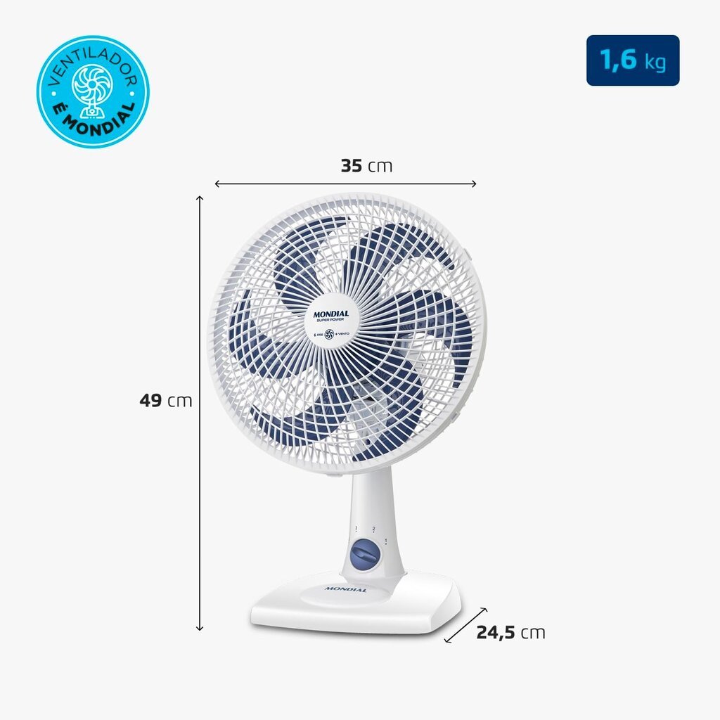 Ventilador de Mesa MONDIAL 127V, 30cm, 6 pás, Super Power - Miniatura 2