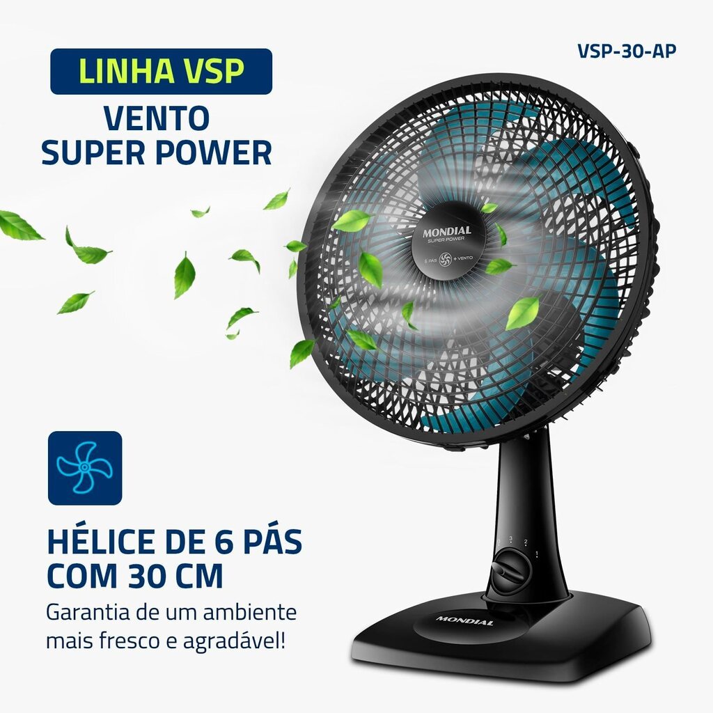 Ventilador de Mesa 30cm Super Power BIVOLT, Mondial, 60W - VSP-30-B - Miniatura 6