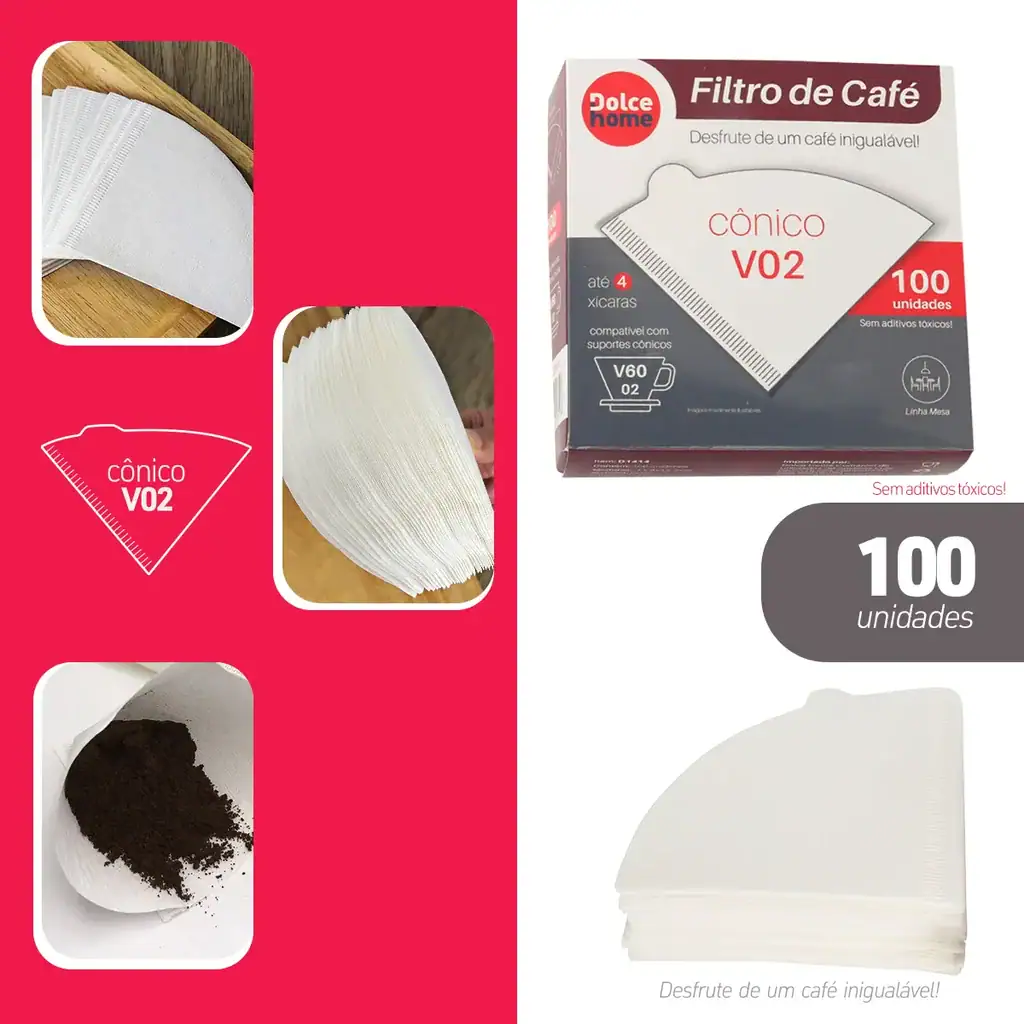 Filtro De Papel Para Café Pacote 100 Dolce Home Cor Branco - Miniatura 7