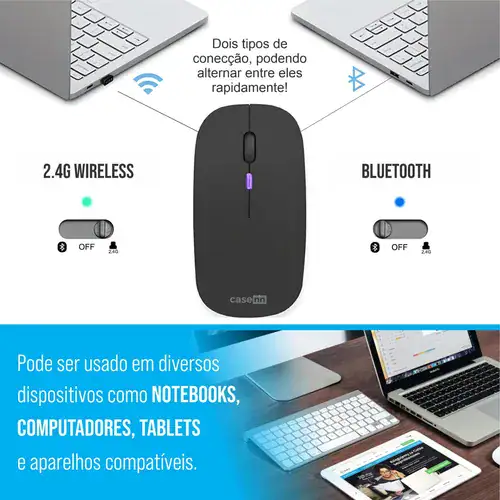 Mouse Sem Fio Recarregável Wireless Optico Led Rgb 2.4ghz - Miniatura 3