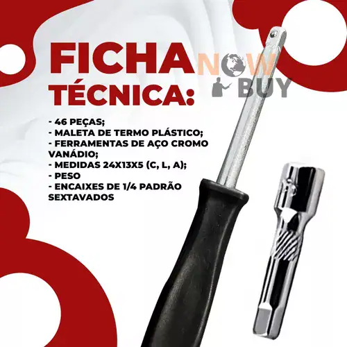 Jogo De Soquete Aço Crv 1/4 Catraca Chave Allen C/ Maleta - Miniatura 2