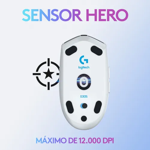 Mouse Gamer Sem Fio Logitech G305 Branco - Miniatura 7