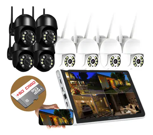 Nvr 8 Câmeras A8 Wifi Sem Fio 300m Hd Segurança C/ Sd 128gb - Miniatura 2