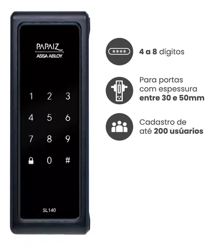 Fechadura Digital Eletronica Senha Sobrepor Papaiz Sl140 - Miniatura 4
