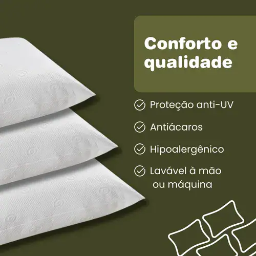 Kit com 3 Travesseiros Hipoalérgicos de Bambu 50x70cm - Miniatura 2