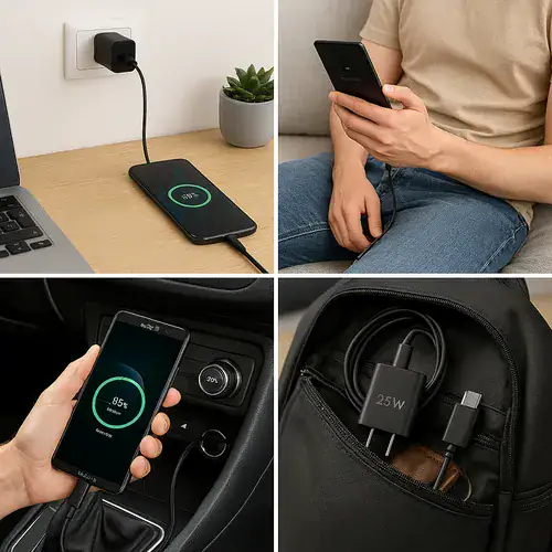 Carregador Super Rápido 25w Para Samsung Galaxy S25 S24 S23 S22 S21 S20 Fe Plus Ultra - Super Fast Cabo Blindado Tipo Usb C - Miniatura 2