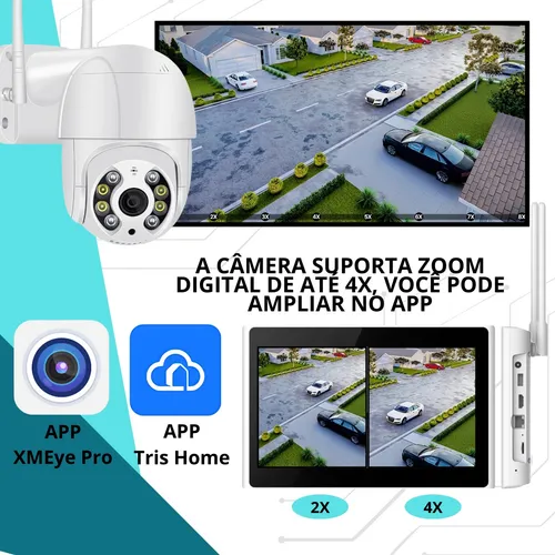 Nvr 8 Câmeras A8 Wifi Sem Fio 300m Hd Segurança C/ Sd 128gb - Miniatura 7