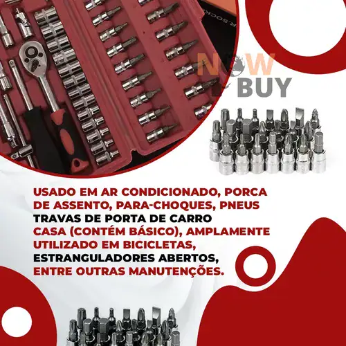 Jogo De Soquete Aço Crv 1/4 Catraca Chave Allen C/ Maleta - Miniatura 4