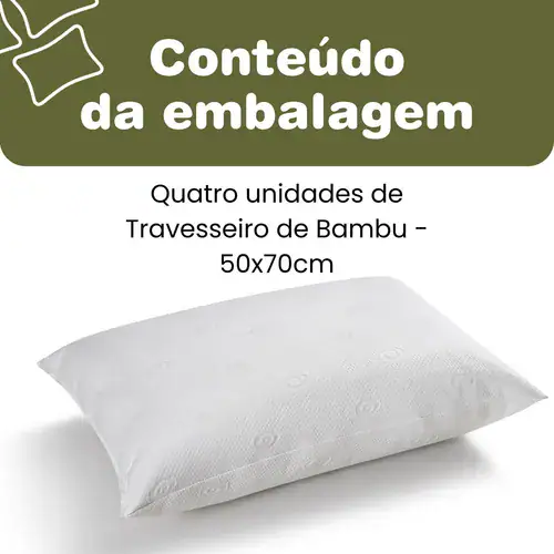 Kit com 3 Travesseiros Hipoalérgicos de Bambu 50x70cm - Miniatura 3