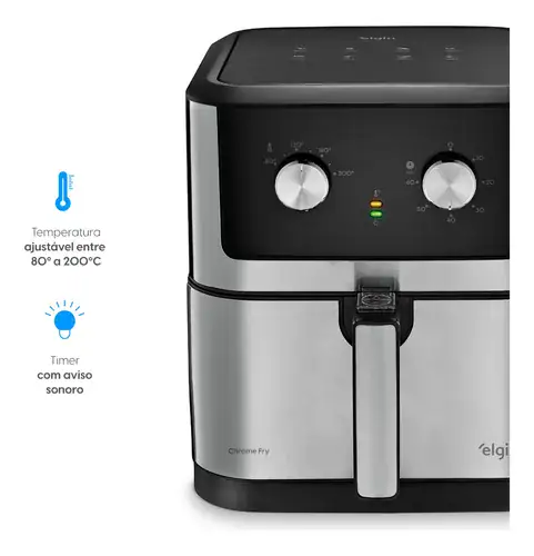 Fritadeira Elétrica Chrome Fry Inox Elgin 8l Airfryer - Miniatura 2