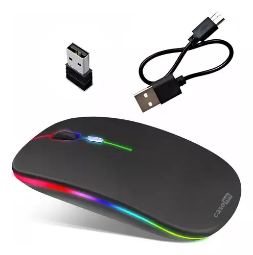 Mouse Sem Fio Recarregável Wireless Optico Led Rgb 2.4ghz - Miniatura 2