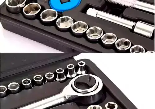 Kit Jogo de Ferramentas 129 Peças com Jogo de 40 Soquetes e Kit de 300 Peças de Brocas e Buchas - Miniatura 3