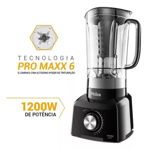 Liquidificador Com 12 Velocidades 1200W Cor Preto Philco - Miniatura 2
