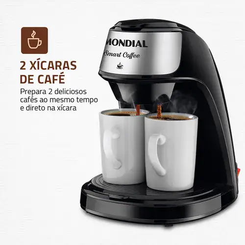 Cafeteira Elétrica Mondial 2 Xícaras Smart Coffee C-42-2x-Bi 500w Preta 127v - Miniatura 7