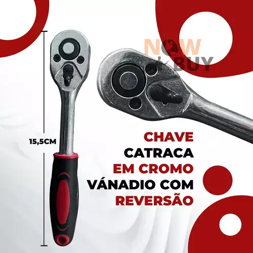 Jogo De Soquete Aço Crv 1/4 Catraca Chave Allen C/ Maleta - Miniatura 3