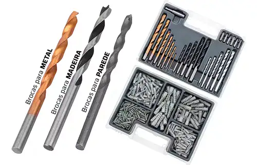 Kit Jogo de Ferramentas 129 Peças com Jogo de 40 Soquetes e Kit de 300 Peças de Brocas e Buchas - Miniatura 2