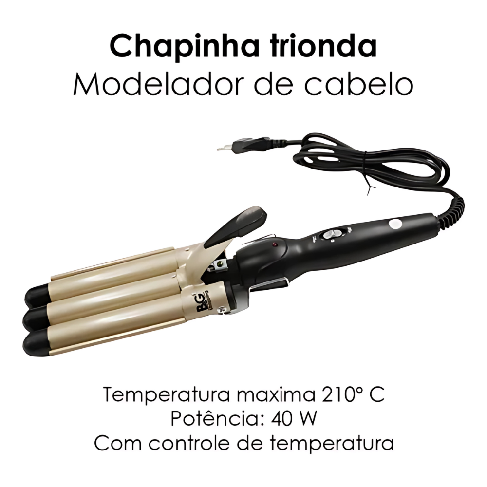 B&G SHOPPING Modelador Tri-Ondas Dourado Bivolt - Miniatura 2