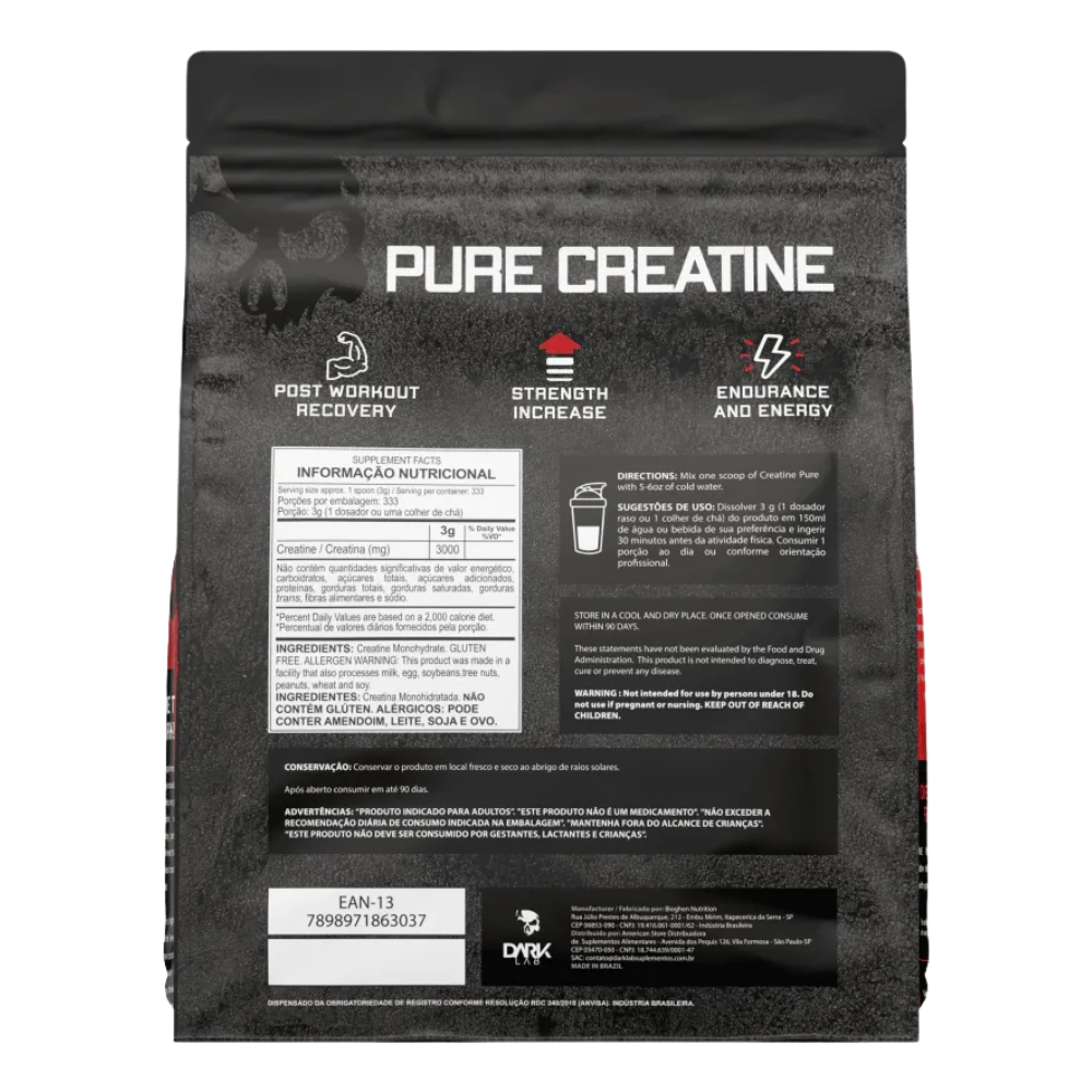 Dark Lab Creatina Monohidratada Pura 1kg - Miniatura 3