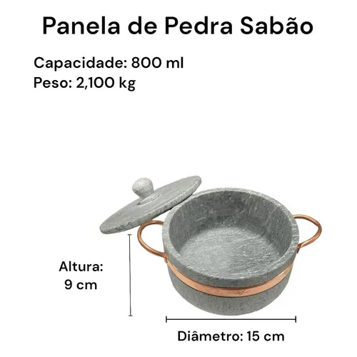 Jogo Com 3 Panelas De Pedra Sabão + Brinde - Miniatura 3